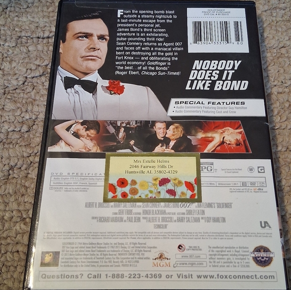GOLDFINGER 007 on DVD Sean Connery - Picture 2 of 2